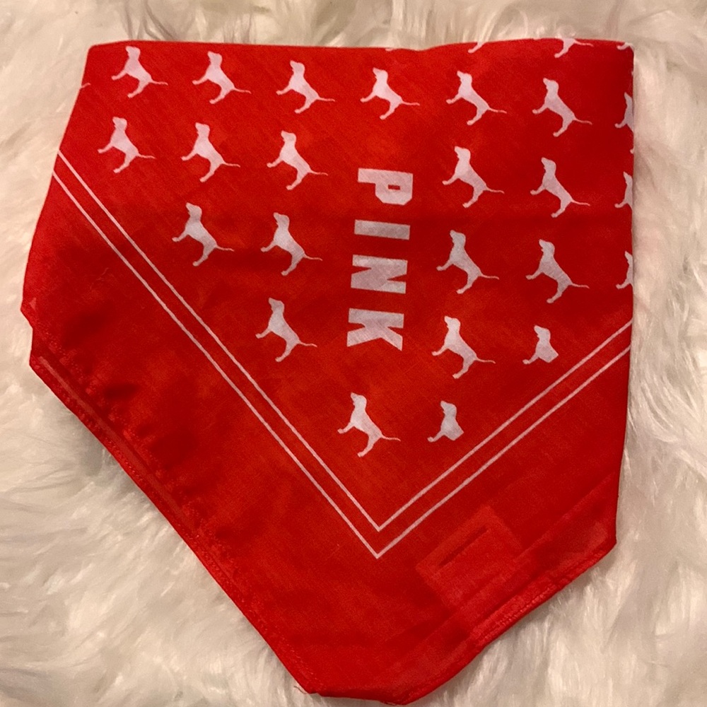 New Victoria’s Secret PINK Bandanas Red and Black Dog Logo 2 pack - Picture 3 of 3